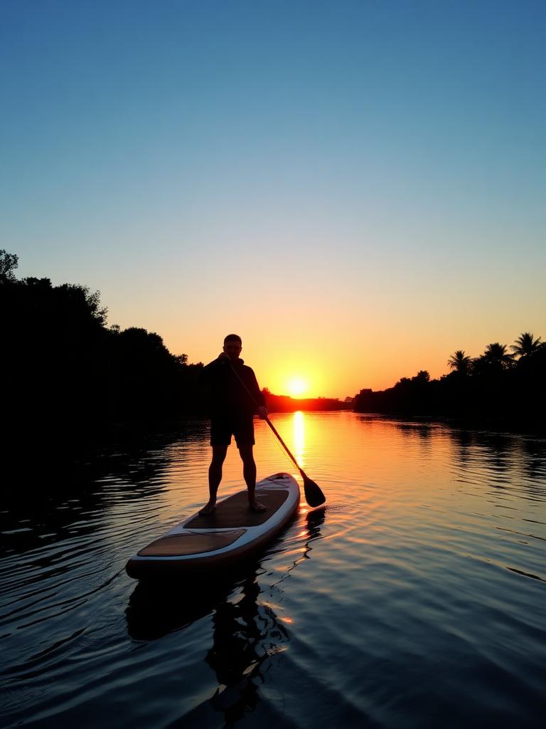 Stand-up paddleboarder on the River Severn